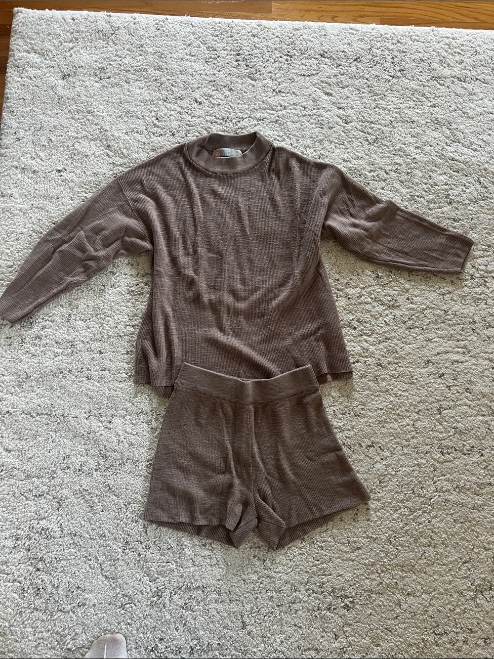 FP Beach Cozy Knit Two-Piece Set in Taupe Brown